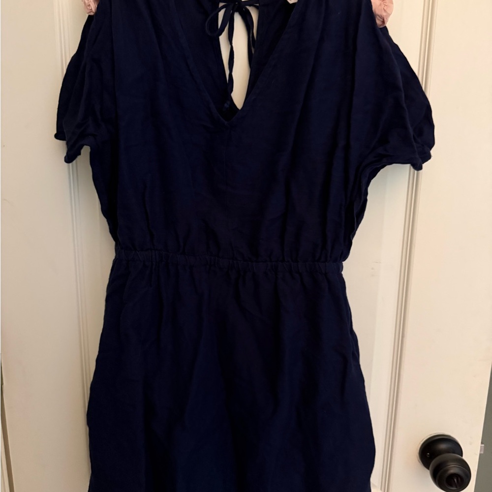 Tommy Bahama Navy Blue Linen-Blend Top